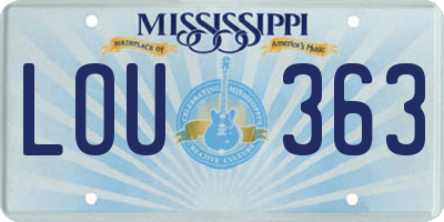 MS license plate LOU363