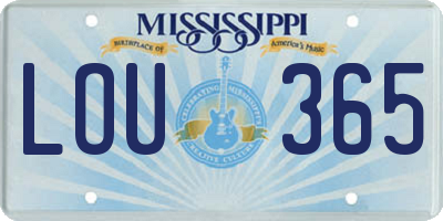 MS license plate LOU365