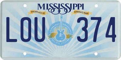 MS license plate LOU374