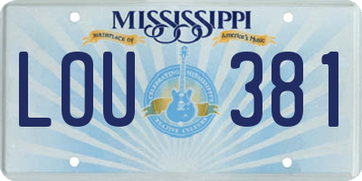MS license plate LOU381