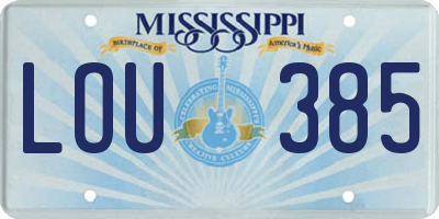 MS license plate LOU385