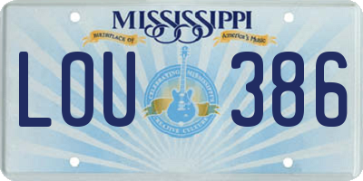 MS license plate LOU386