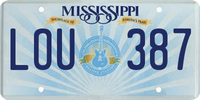 MS license plate LOU387