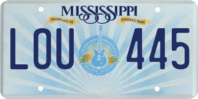 MS license plate LOU445