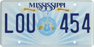 MS license plate LOU454