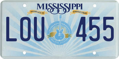 MS license plate LOU455