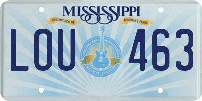 MS license plate LOU463