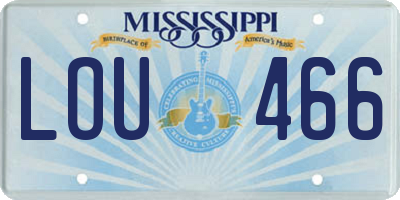 MS license plate LOU466