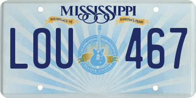 MS license plate LOU467
