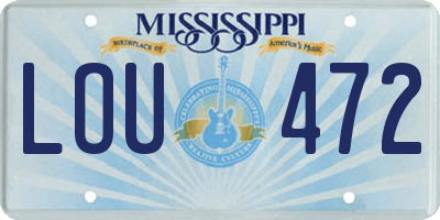 MS license plate LOU472