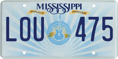 MS license plate LOU475