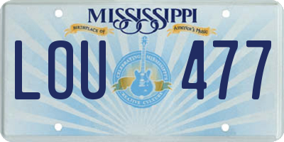 MS license plate LOU477