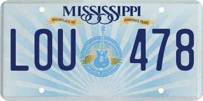 MS license plate LOU478