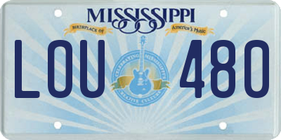 MS license plate LOU480