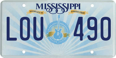 MS license plate LOU490