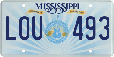 MS license plate LOU493