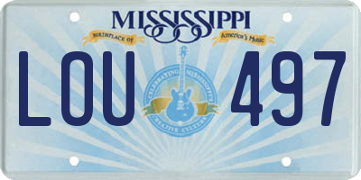 MS license plate LOU497