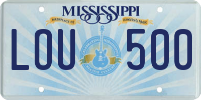 MS license plate LOU500