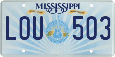 MS license plate LOU503