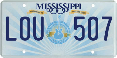 MS license plate LOU507