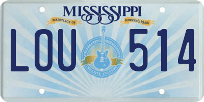 MS license plate LOU514