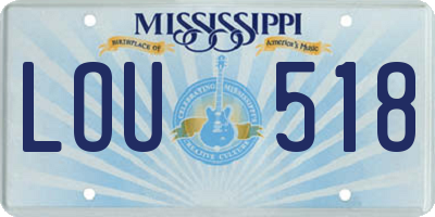 MS license plate LOU518