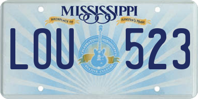 MS license plate LOU523