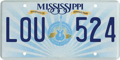 MS license plate LOU524