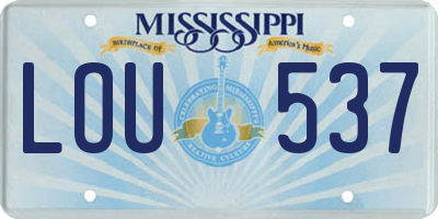 MS license plate LOU537