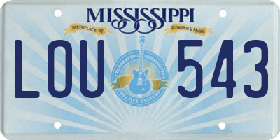 MS license plate LOU543