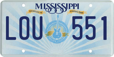 MS license plate LOU551
