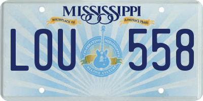 MS license plate LOU558