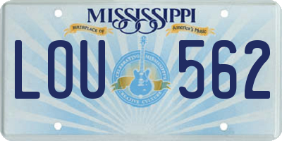 MS license plate LOU562