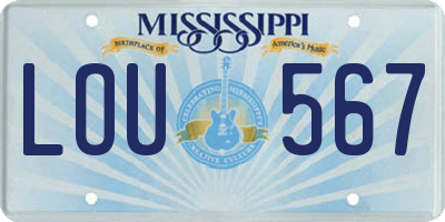 MS license plate LOU567