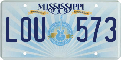 MS license plate LOU573