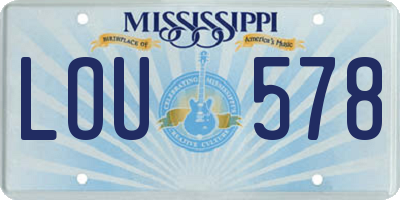 MS license plate LOU578