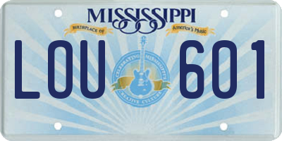 MS license plate LOU601