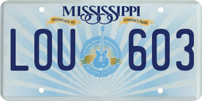 MS license plate LOU603