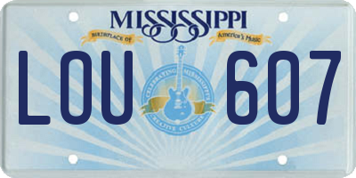 MS license plate LOU607