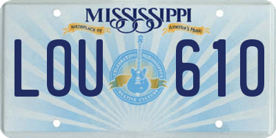 MS license plate LOU610