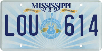 MS license plate LOU614