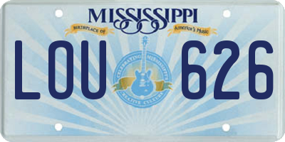 MS license plate LOU626