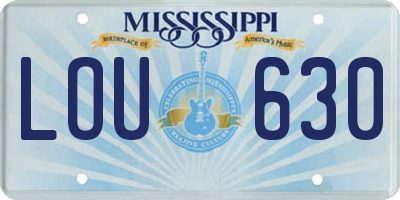 MS license plate LOU630