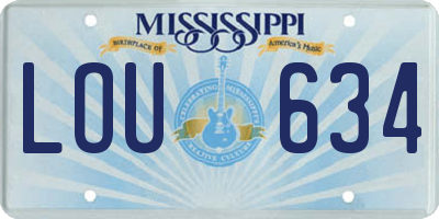 MS license plate LOU634
