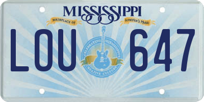 MS license plate LOU647