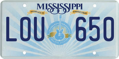 MS license plate LOU650