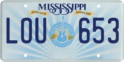 MS license plate LOU653