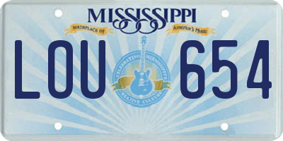 MS license plate LOU654