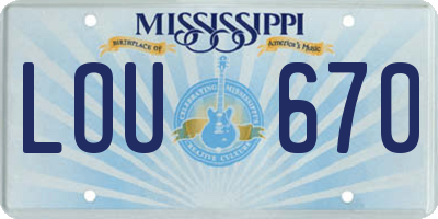 MS license plate LOU670