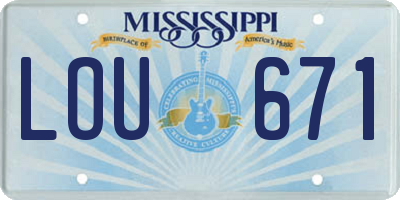MS license plate LOU671